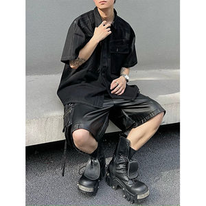 Shorts en jean ciré rétro pour hommes G-star Raw, style streetwear de haute qualité, avec cordon de serrage et poches cargo – Ventes flash - Product Image 3