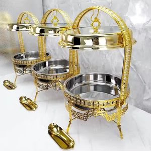 Luxury Gold Laser-Cut Casserole Premium Food Warmers Elegant Stainless Steel <b>Buffet</b> <b>Server</b> with Heart Detail Hanging Lid - Product Image 3