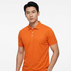 Men's <b>Orange</b> Short Sleeve <b>Polo</b> Shirt 100% Cotton Knitted Breathable Solid Casual Style Regular Fit - Product Image 6