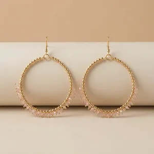 Shan India Handmade Gold Plated Brass Metal Beads Drop Bohemian Style Dangle <b>Hook</b> <b>Earrings</b> for Women Metal <b>Earrings</b> - Product Image 2