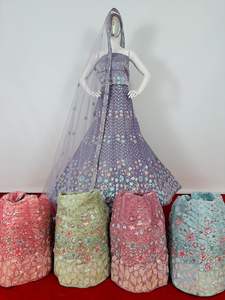 Traditionnel Fantaisie Multi-Resham Travail Séquence Net Fleur Brodé Lehenga Choli Indien Pakistanais Adultes Mariage Saree Robe - Product Image 3