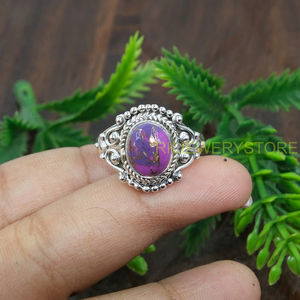 Top Quality Purple Copper Turquoise <b>Ring</b> 925 Sterling <b>Silver</b> <b>Statement</b> <b>Ring</b> Handmade Designer Gemstone Jewelry for Women - Product Image 5