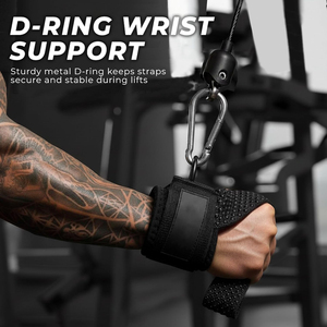 สายรัดยกน้ำหนักคุณภาพเยี่ยมแบบ OEM พร้อมห่วงรูปตัว D และสายรัดข้อมือแบบ Cuff สำหรับการฝึกเดดลิฟท์และเพาะกาย - Product Image 3