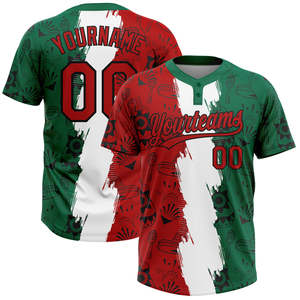 Diseño de Uniforme Deportivo Personalizado con Letras y Números en Rojo, Blanco y Verde, Impresión por Transferencia de Calor, Manga Corta, Logotipo Frontal - Product Image 1