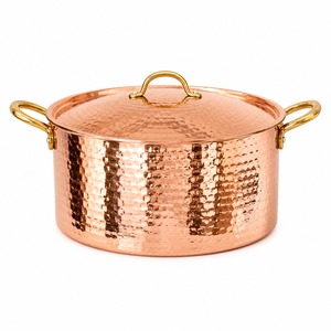 Hammered Copper Stock <b>Pot</b> <b>Lid</b> Modern Luxury Design Copper Handle Gas Cooker Compatible Stainless Steel Lining Hand Wash Only - Product Image 1