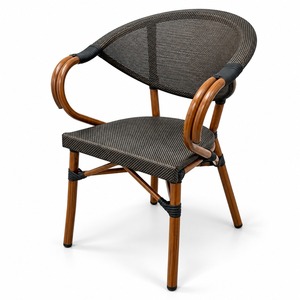 Sillón de Comedor de Malla Tejida Marrón para Exteriores, Impermeable, Moderno, para Restaurante, Cafetería, Patio, Entrega en EE. UU. - Product Image 1