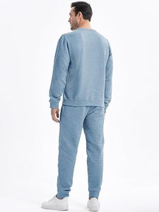 Pantalones Deportivos para Hombre, Color Azul Sólido, con Cordón Ajustable, Transpirables, de Algodón y Spandex, Corte Regular, para Otoño - Product Image 4