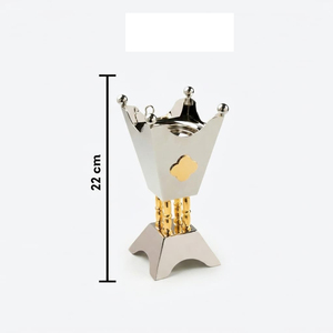 Luxurious <b>Silver</b> And Gold Crown Metal Incense <b>Burner</b> With Sleek Metallic Finish Emits Elegant Smoke For A Regal Ambience - Product Image 3