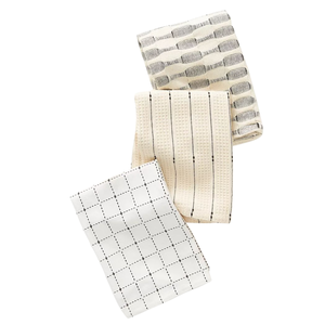 Serviette de cuisine en coton tissé à motifs géométriques, rectangulaire, lavable en machine - Product Image 3