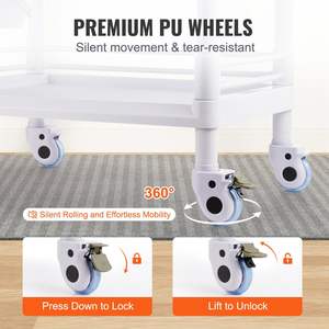 รถเข็นเด็กแบบหมุนสีขาว2ชั้นรถเข็นทางการแพทย์2ถาด2ลิ้นชัก3ถังขยะ4ล้อเงียบสำหรับใช้ในคลินิกร้านเสริมสวยใช้ในสำนักงาน - Product Image 4