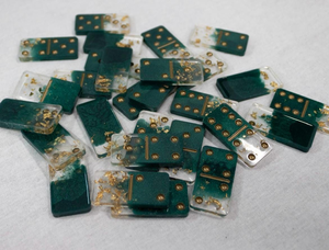 Customizable Resin <b>Dominoes</b> <b>Set</b>, Gold Flakes Personalized Gift - Product Image 3