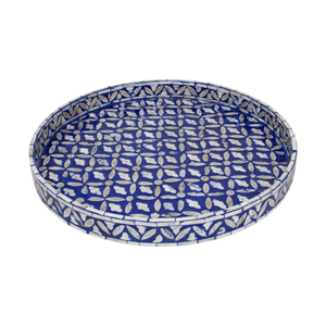 Unique Blue Gold <b>MOP</b> Serving Tray Intricate Star Motif Detailed Handcrafted Platter For Home Wholesale - Product Image 2