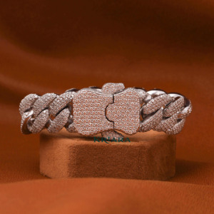 Pulsera de Cadena de Plata S925 con Moissanita, Corte Brillante Redondo, Micro Pavé, Diseño Geométrico de Lujo Unisex - Product Image 3