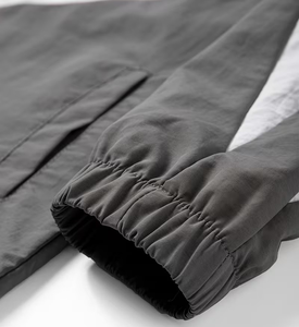 Two-Piece Solid Sports Outfits Featuring Hooded Long-Sleeve Zip-Up Jacket Jogger Pants Polyester/Cotton Anti-Wrinkle Complete - Product Image 5