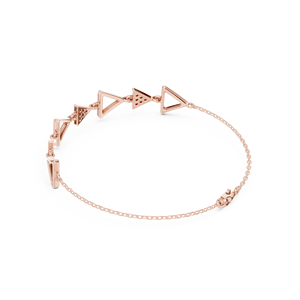 Bracelet en or rose massif 9K 10K 14K 18K avec diamants CVD de laboratoire VVS DEF, motif triangle géométrique et chaîne chevron - Product Image 4