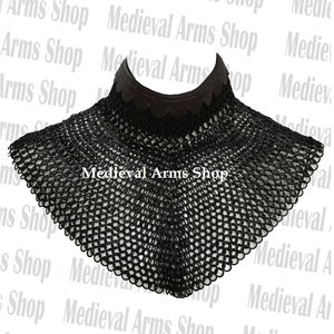 Collier en maille de fer fait main en acier doux à anneaux rivetés plats, Gorgue de chevalier, Costume d'historien unisexe pour adulte - Product Image 1