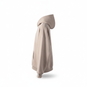 Sudadera con Capucha Beige para Hombre, Corte Holgado, Manga Larga, con Cordón Ajustable, Forro Polar de Algodón - Product Image 3