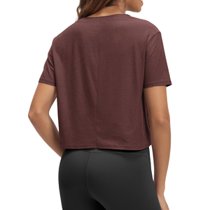 Camiseta Corta Transpirable para Mujer, Cuello Redondo, Manga Corta, Algodón Elástico, para Uso en Interiores y Exteriores - Product Image 6