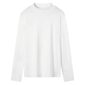 Thick Cotton Mock Neck T Shirt Men Oversize Custom Logo Printing OEM Wholesale Streetwear Manufacturer - Product Image 1