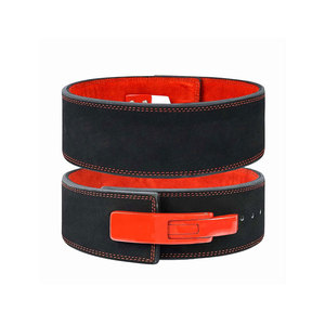 Adjustable Pu Leather Weightlifting <b>Belt</b> With <b>Red</b> Interior And Buckle For Adult Fitness Support - Product Image 1