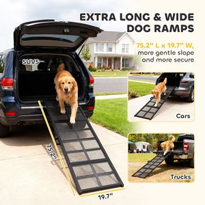 Rampa per Cani Extra Lunga e Larga 190x50 cm, Pieghevole e Portatile con Superficie Antiscivolo per Animali Domestici di Taglia Grande e Piccola - Product Image 4