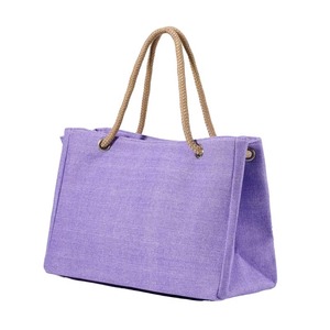 Sac fourre-tout carré tendance en toile avec deux poignées en corde pour femme, vente en gros, provenant d'un fournisseur indien - Product Image 3