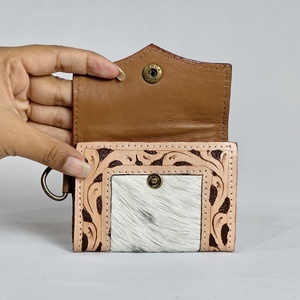 Tarjetero Vintage de Cuero Genuino con Cierre de Botón y 4 Ranuras para Tarjetas, Correa Individual, Cartera Hermosa para Uso Diario de Mujer - Product Image 4
