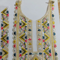 Patch brodé exclusif pour col de kurti, appliqué coloré de créateur, pour col de robe ethnique, fournisseur en gros de vêtements.