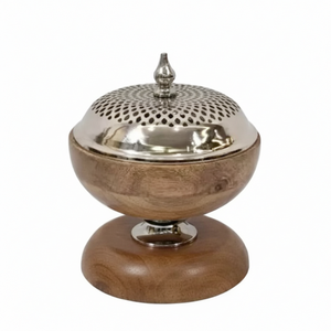 Brûleur d'encens Bakhoor en bois et métal, très demandé, pour la maison, cadeau festif Ramadan Aïd, Mabkhara de table personnalisée du Moyen-Orient - Product Image 5