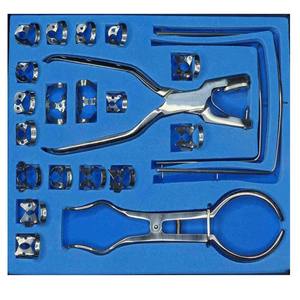 Kit de 15 pièces de matériel de dentisterie en acier et caoutchouc avec pince à cadre, pinces et forceps, par Hosanna Surgical - Product Image 2