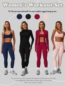 Ensemble de yoga sans couture le plus vendu pour hommes – Soutien-gorge de sport léger et legging 2 pièces – Confortable avec logo uni sur le devant - Product Image 6