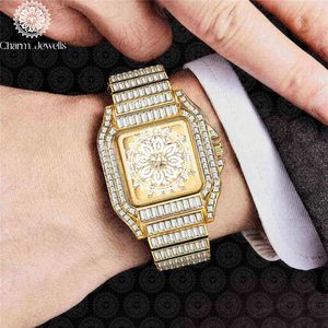 Charm_Jewells Luxury Men Stainless Steel <b>Watch</b> Round Case 43mm Analog Quartz Sapphire Crystal <b>Diamond</b> Bracelet Fashion - Product Image 2