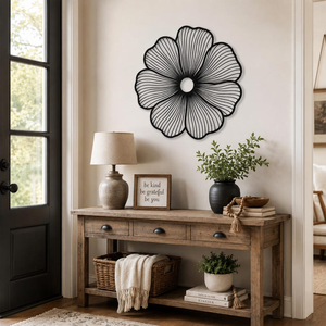 <b>Large</b> Steel Flower <b>Wall</b> Art Modern Floral Metal Sculpture for Living Room Bedroom Hallway Elegant Home <b>Decoration</b> - Product Image 3