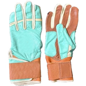 Gants de frappe en cuir turquoise et marron, ambidextres, fermeture auto-agrippante, équipement d'entraînement unisexe pour adultes - Product Image 1
