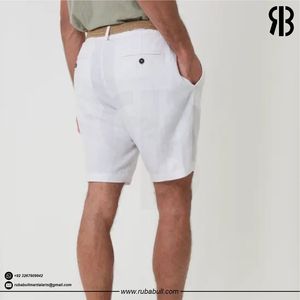 Rubabull <b>Men</b> Custom White Board <b>Shorts</b> Lightweight <b>Tailored</b> Casual Dress <b>Shorts</b> Breathable Summer Wear Bulk OEM - Product Image 2