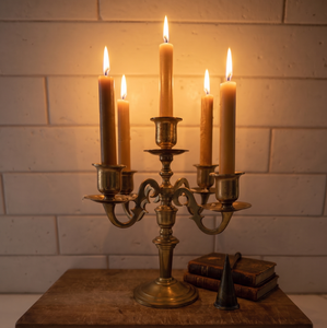 <b>Brass</b> 5 Arms Candle Stand Antique Luxury <b>Candlestick</b> Stand Wedding Decoration Centerpiece Item handcrafts Candle Holder Latest - Product Image 1