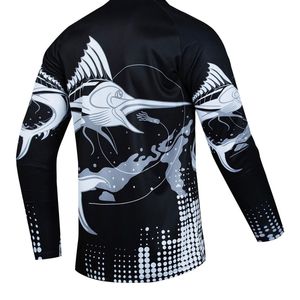 T-shirt de pêche blanc pour garçons, motif rayé, imprimé leurre de bar, design numérique au dos, séchage rapide, 50 85% Polyester + 15% - Product Image 3