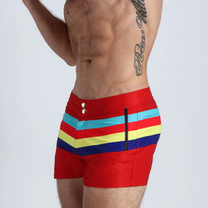 Shorts de bain pour hommes personnalisés, séchage rapide, couleur unie, cordon de serrage à la taille, doublure en maille - Product Image 2