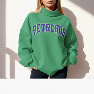 Servicio Mayorista OEM ODM Sudadera con Capucha Personalizada de Poliéster/Algodón con Cuello Alto para Otoño, Oversize para Mujer, con Logotipo Frontal Sólido - Product Image 6