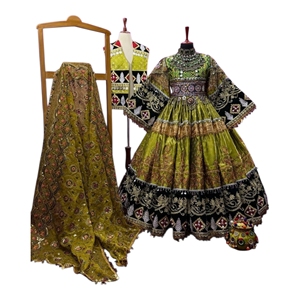 LOW MOQ Afghani Dress For Formal <b>Wedding</b> Party Breathable Long Sleeves Afghani Style Indian Banarsi Fabric Dresses For <b>Weddings</b> - Product Image 1