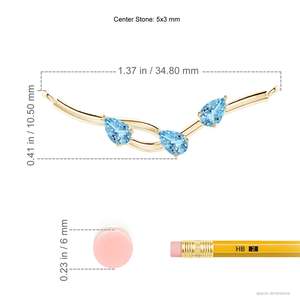 Colgante de Oro Sólido de 14K con Tres Piedras Preciosas de Aguamarina en Forma de Pera, Diseño de Rama de Árbol, Inspirado en la Naturaleza, Forma Floral de Rama de Árbol - Product Image 3