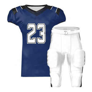 Conjunto de Uniforme de Fútbol Americano Personalizado para Hombre, Número 23, Pantalones Azules y Blancos, Sublimado, Cuello en V, Manga Corta, Absorbe la Humedad - Product Image 1