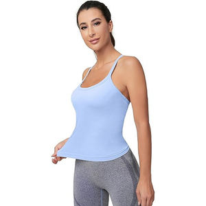 Six Trend Sports Débardeur pour femme bleu clair à col rond, couleur unie, tricoté en polyester/coton, décontracté, écologique, respirant, coupe classique - Product Image 4