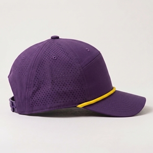 INJAE <b>Purple</b> Perforated Snapback Cap Breathable Mesh Fabric 100% Polyester Adjustable <b>Hat</b> for Sports Outdoor Wear - Product Image 4