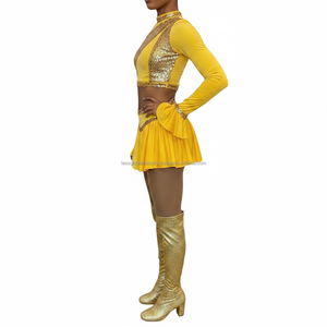 Majorette Dancewear Women Adult Cheerleader Uniform Lightweight Customizable Team Sequined Bodysuit <b>Skirt</b> Set Sparkly - Product Image 4