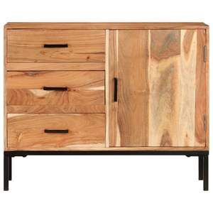Buffet en bois d'acacia massif avec armoires de salon en fer thermolaqué - Product Image 2
