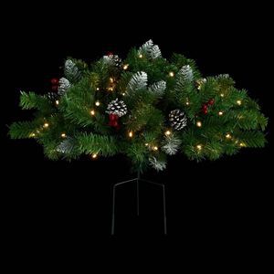 Sapin de Noël artificiel pré-éclairé en PVC vert de 15,7 pouces pour allée - Product Image 5