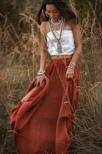 Falda larga de gasa de algodón orgánico para mujer, falda larga estilo bohemio, ligera y transpirable, falda de verano - Product Image 2