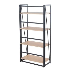 Libreria Contemporanea Dakota con Ripiani in Metallo Verniciato Nero e Legno Naturale - Product Image 3