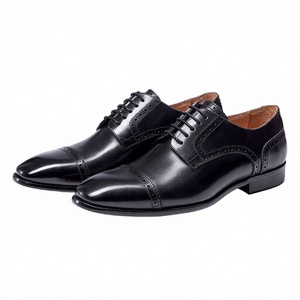 Chaussures Oxford en cuir véritable de luxe pour hommes, bout carré, à lacets, pour affaires, formelles, mariage, bureau, printemps, été - Product Image 1